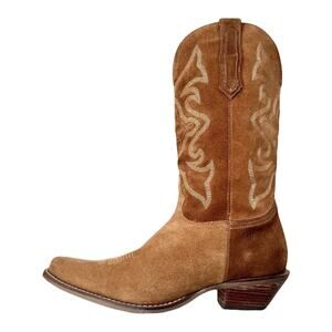 Dingo Camel Suede Western Boots Snip Toe Mid Calf Boho Festival Cowgirl Chic USA
